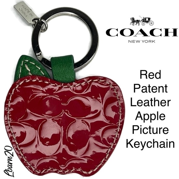 Coach Red Patent Leather Signature “C” Keychain Fob Picture Photo Insert Holder - Picture 1 of 5